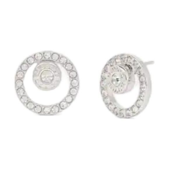 COACH - Open Circle Halo Sterling Silver Post Glass Stud Earrings Jewelry NEW - Picture 2 of 2